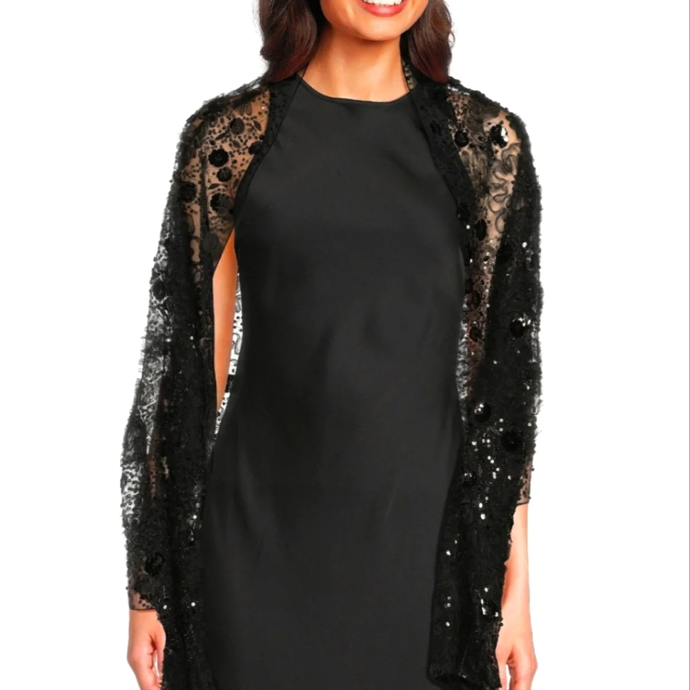 Cezanne Black Sequin Evening Shoulder Wrap Shawl